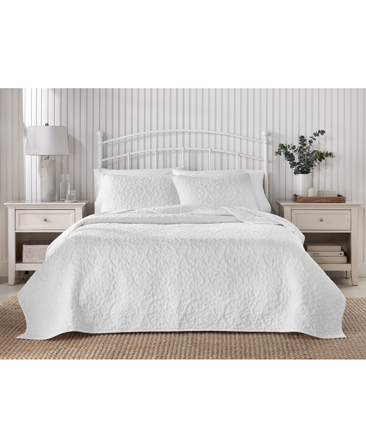 Charter Club Suzani Embroidery 3-pc. Quilt Set, Full/queen, Exclusively At Macy's In White