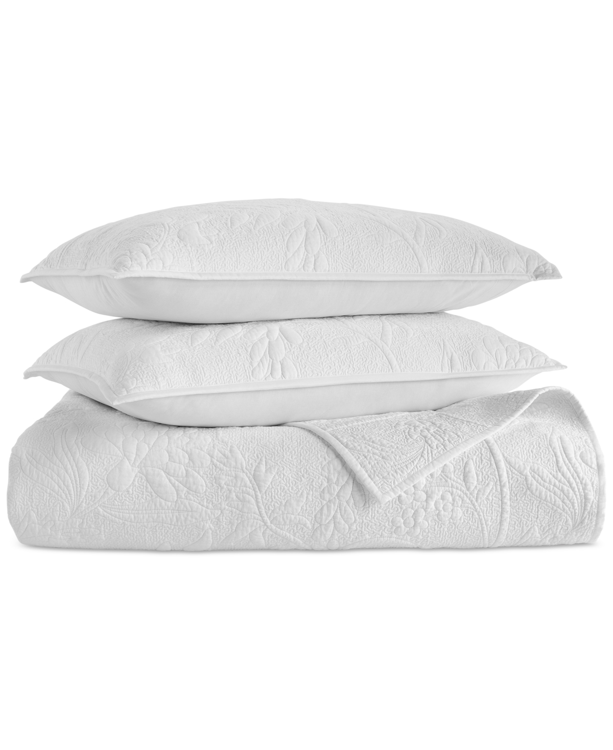 Charter Club Trapunto Vine 3-pc. Quilt Set, King, Exclusively At Macy's In White
