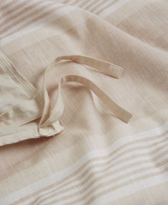 Clifton Cotton/Linen Stripe 3-Pc. Duvet Cover Set, Full/Queen, Exclusively at Macy's