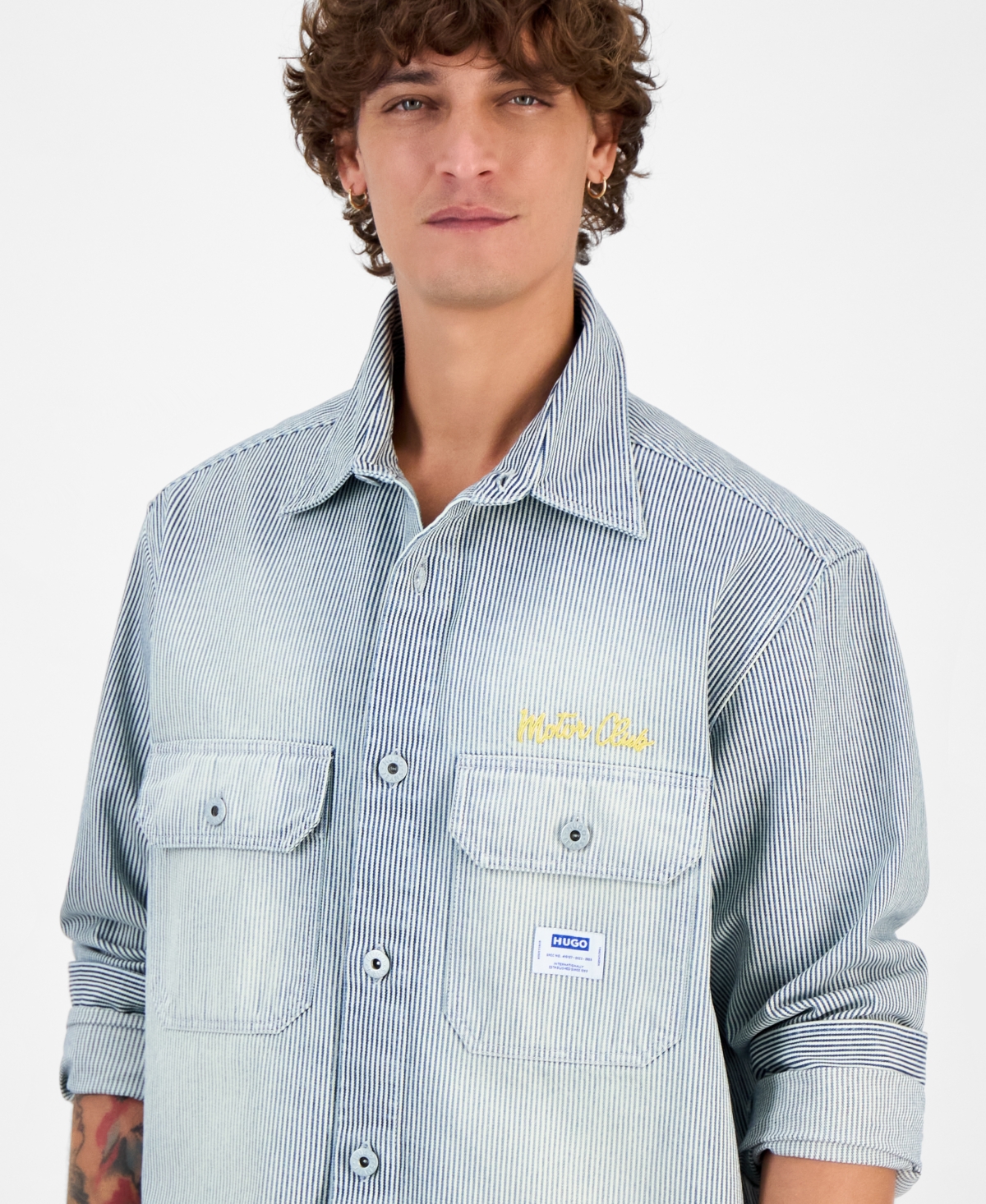 Hugo Boss Hugo By  Men's Ebolt Shirt Jacket In Bright Blue