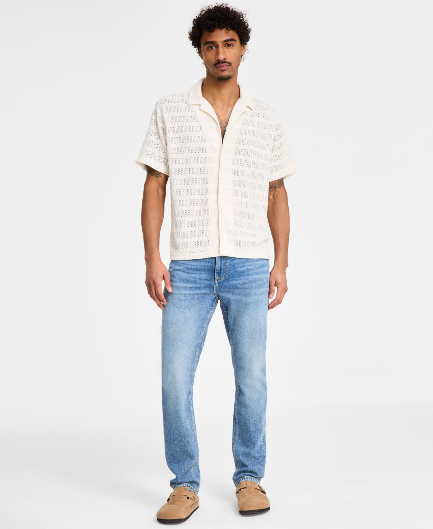 Men's Andre Knit Tonal Stripe Camp Shirt