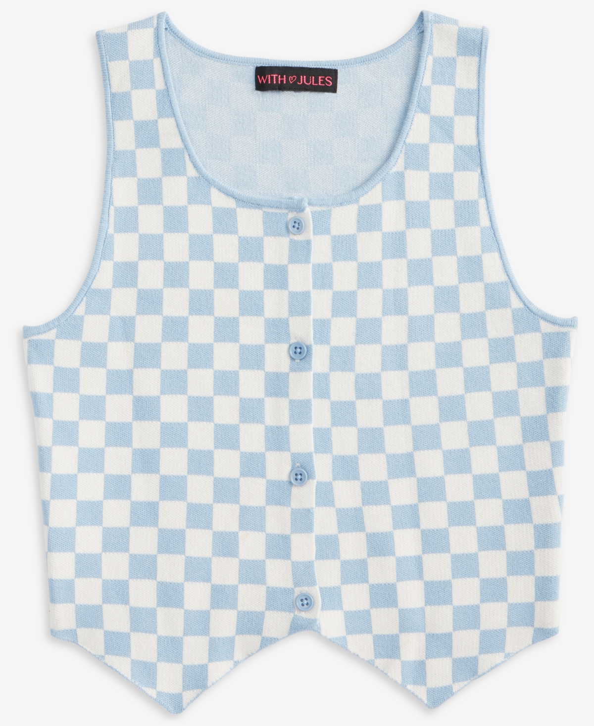 Shop With Jules Big Girl Checkered Vest Top In Baby Bl,wt Check