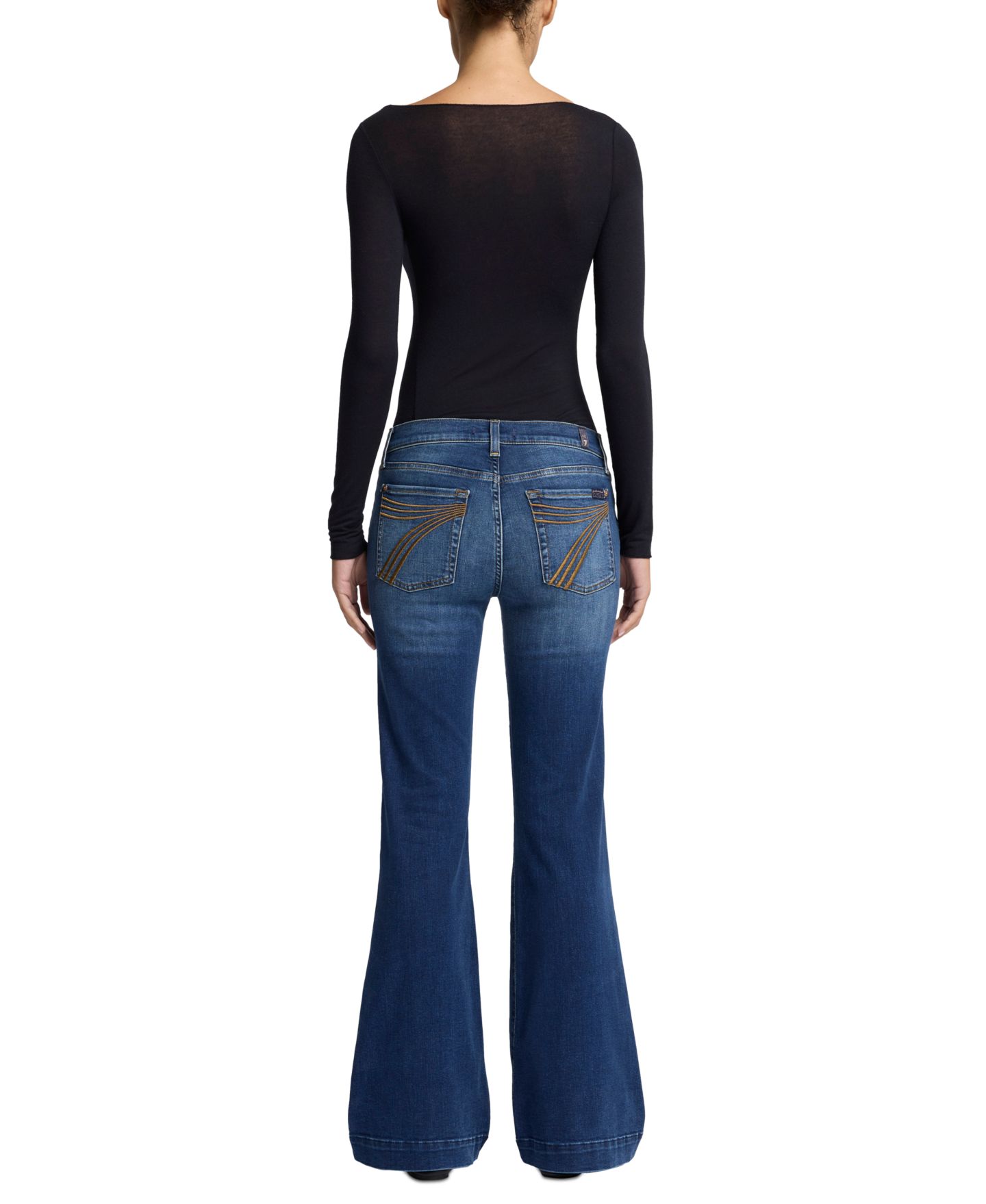 Женские джинсы 7 For All Mankind Dojo Tailorless Mid-Rise Flare Slim Illusion, цвет: Cambridge — фото 3