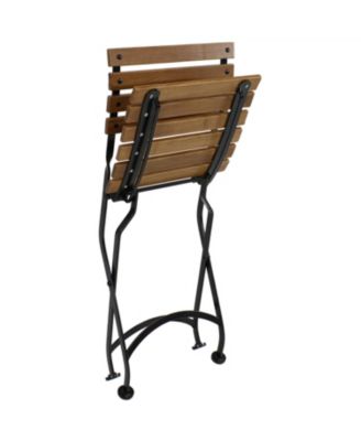 Indoor/Outdoor Patio or Dining Chestnut Wooden Folding Bistro Arm Chair - Brown