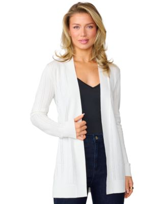 Melissa Paige - Women's Pointelle Open-Front Long Cardigan