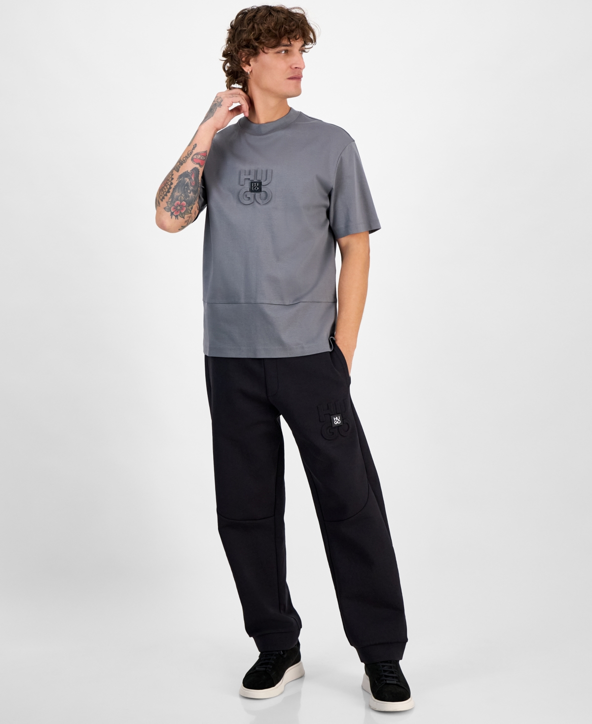 Hugo Boss Hugo By  Men's Debostac Relaxed-fit Logo Graphic T-shirt In Gray