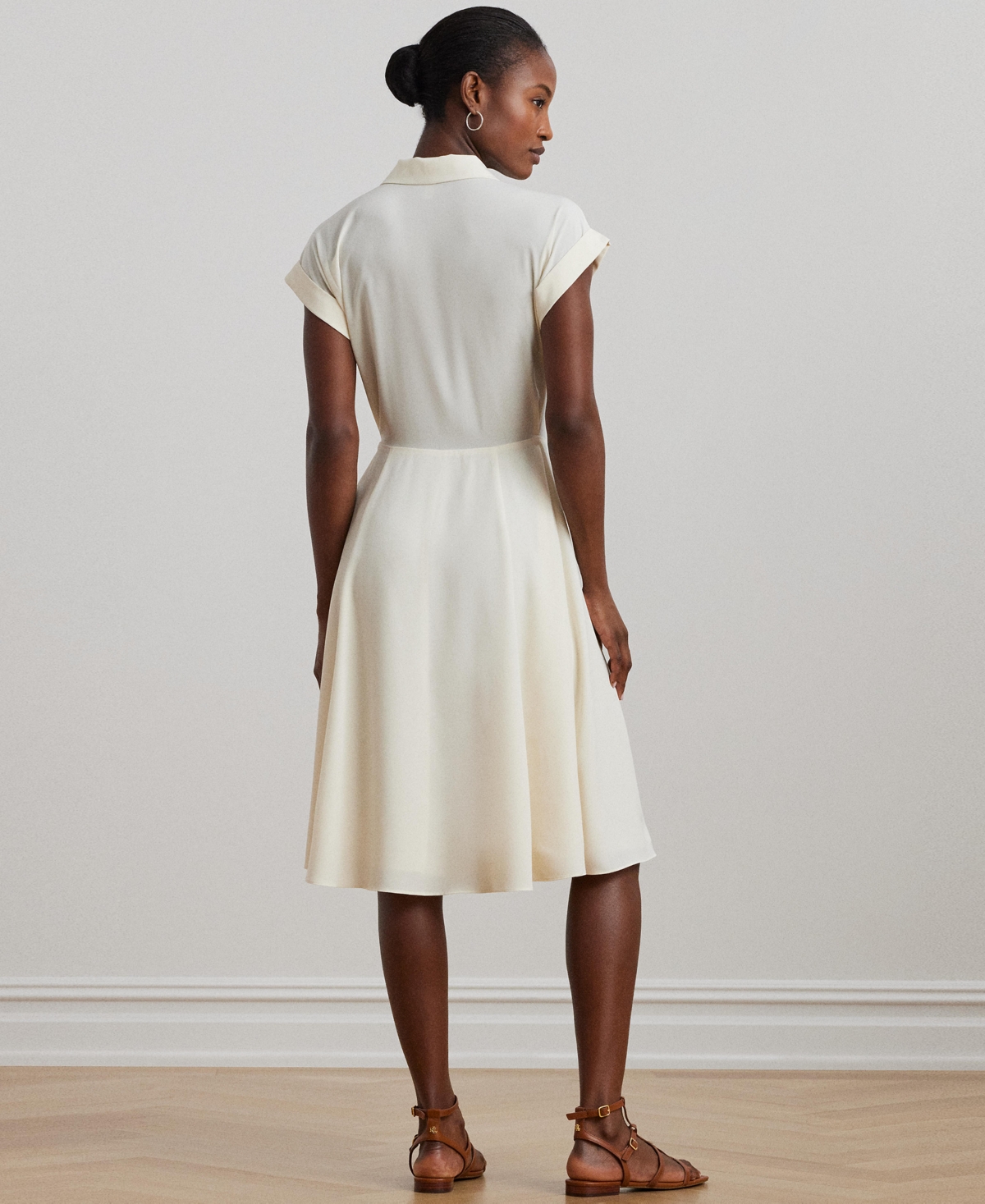 RALPH LAUREN WOMEN'S BELTED CREPE PINTUCKED SHIRTDRESS 