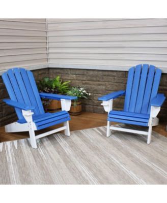 Plastic All-Weather Heavy-Duty Outdoor Adirondack Chair with Drink Holder