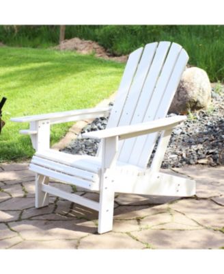 Adirondack Chair with Cup Holder - Outdoor All-Weather Adirondack Chair for the Fire Pit, Patio, Campsite, or Yard - 300-Pound Capacity - White