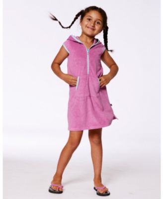 Girls Hooded Terry Beach Dress Candy Pink