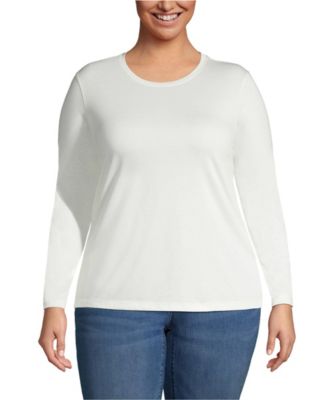 Plus Size Relaxed Supima Cotton Long Sleeve Crew Neck T-Shirt