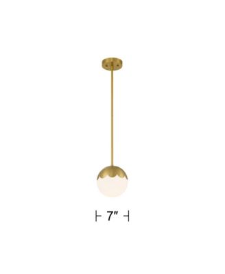 Camila 7" Mid Century Modern Pendant Ceiling Light Fixture Dining Room Over Table Globe Antique Brass Finish Mini