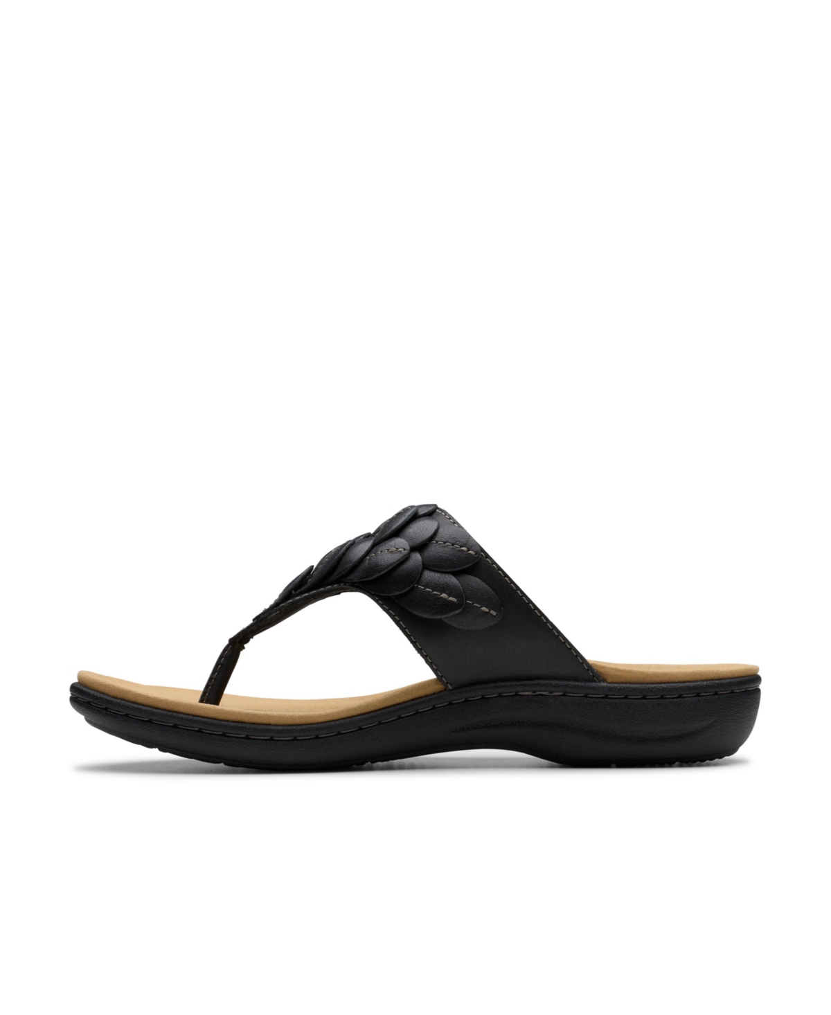 Shop Clarks Collection Women's Laurieann Palm Flip-flop Sandals In Black Leather