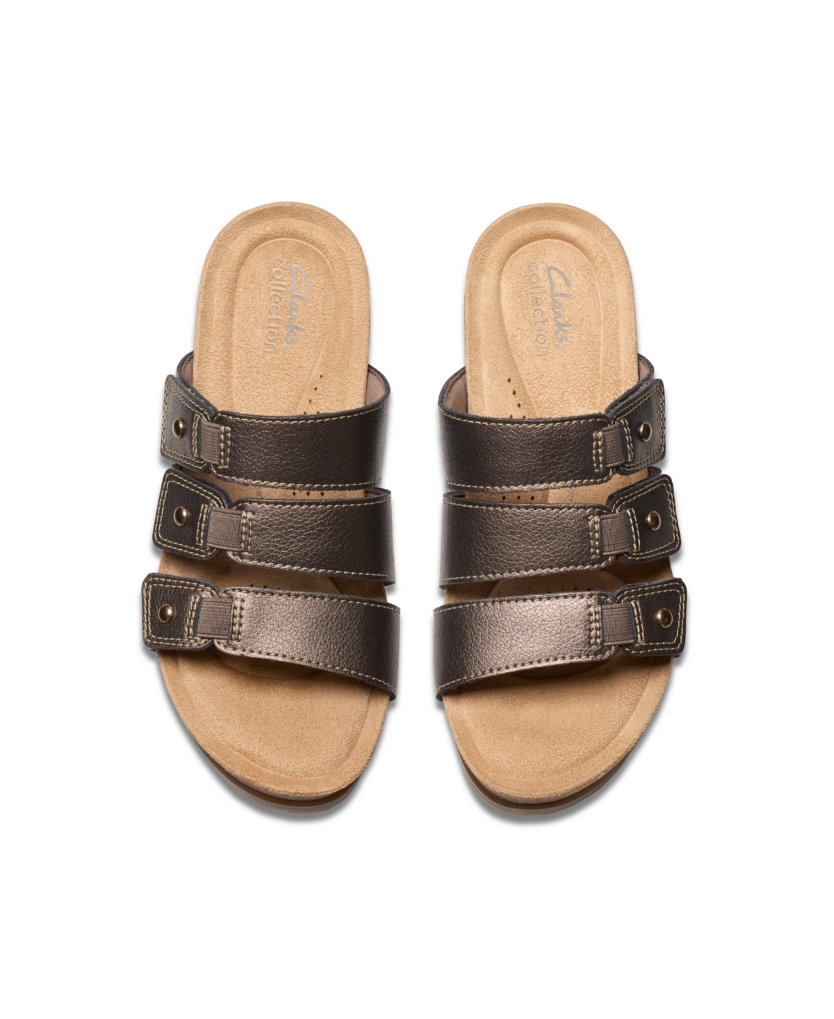 Clarks Collection Women's Calenne Lily Wedge Sandals In Bronze Metallic Leather