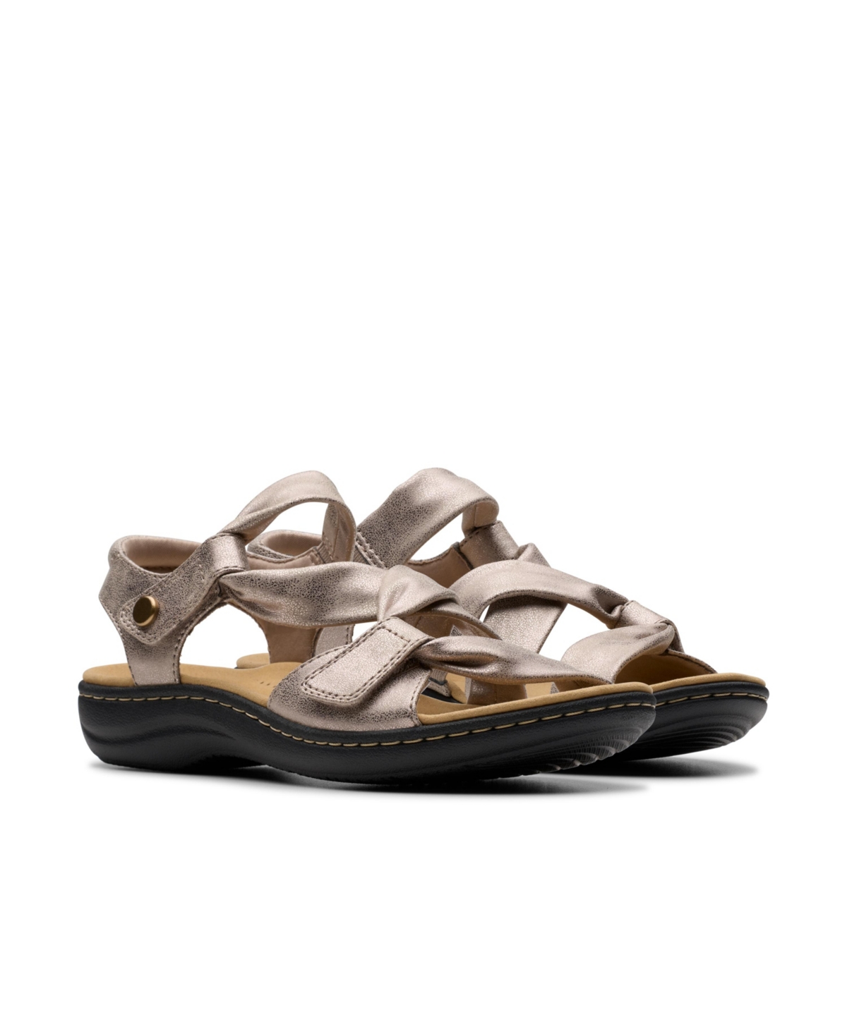 Clarks Collection Women's Laurieann Bell Round Toe Flat Sandals In Taupe Metallic