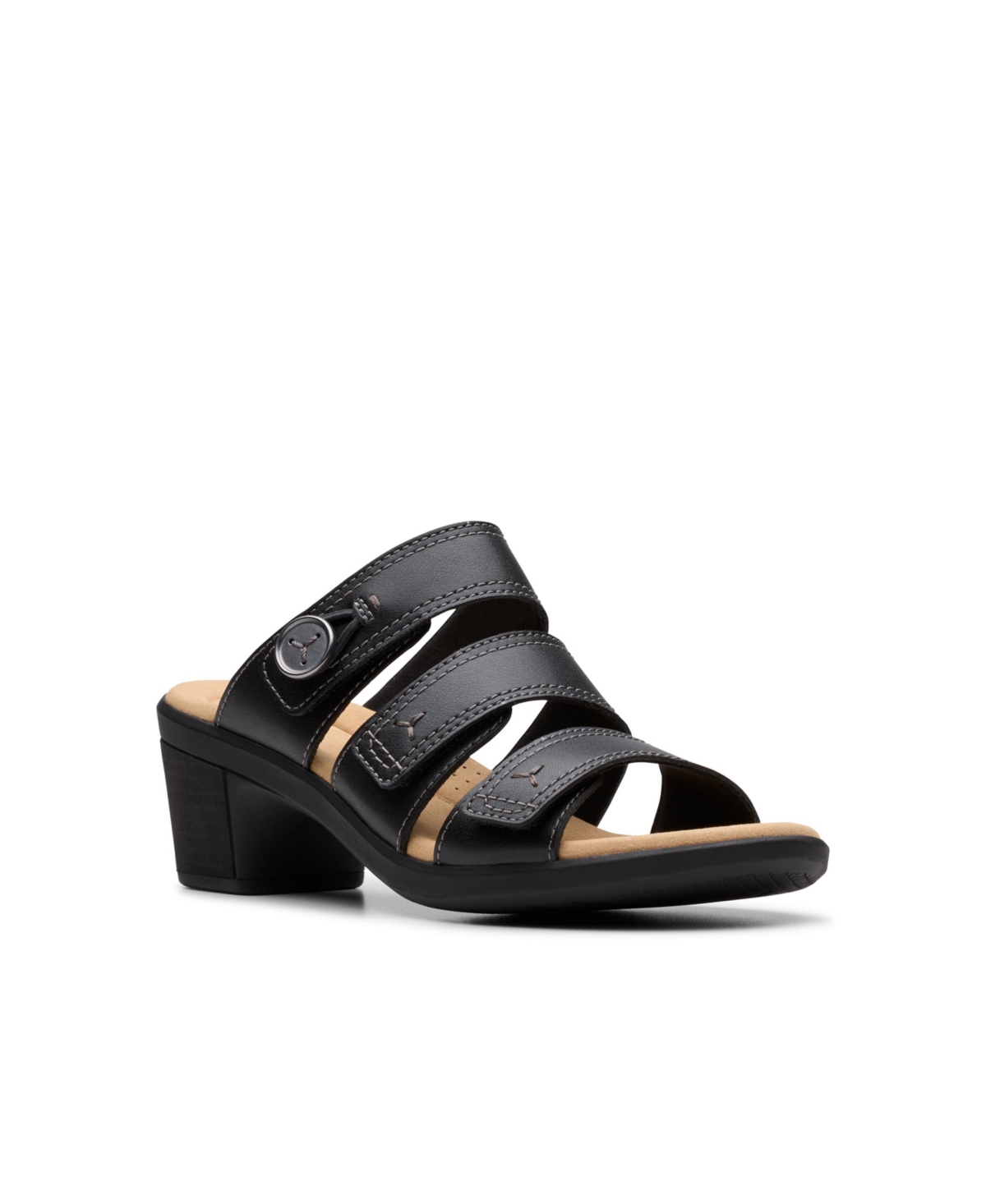 Shop Clarks Collection Women's Emily2 Adella Block Heel Sandals In Black Leather