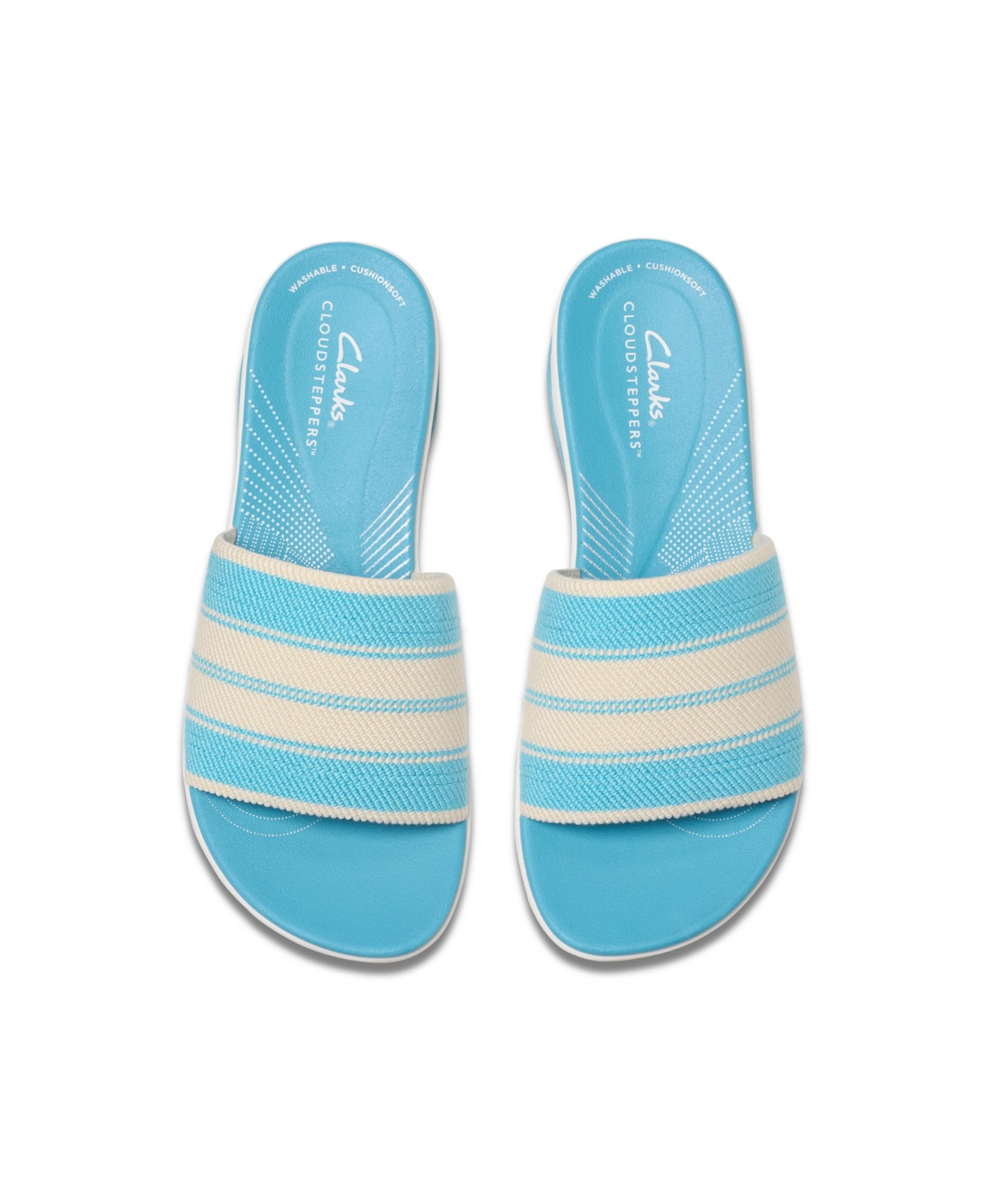 Clarks Cloudsteppers Women's Arla Hollis Slip-on Flat Sandals In Light Blue Combi Textile