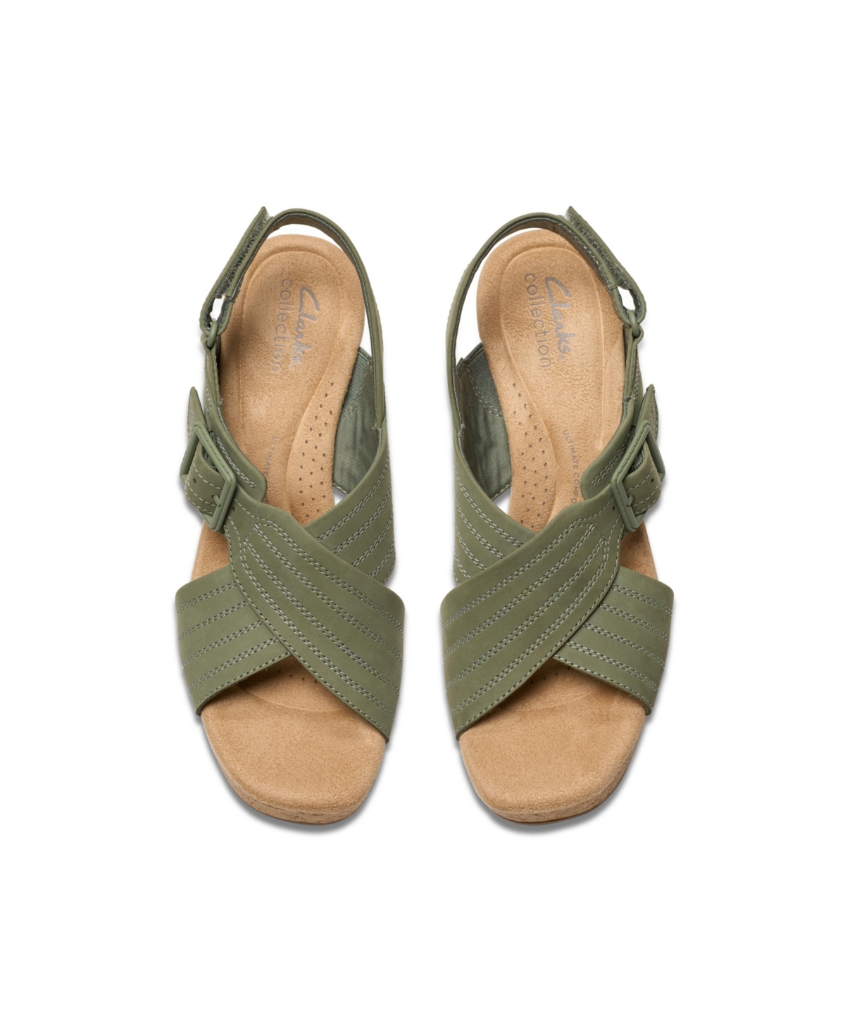 Clarks Collection Women's Nerisa West Wedge Sandals In Sage Nubuck