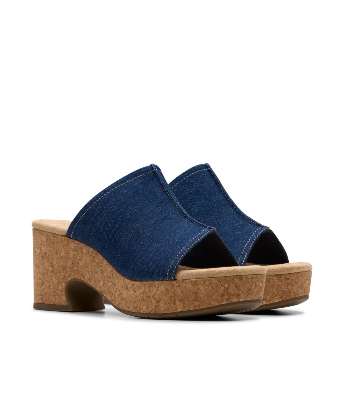 Shop Clarks Collection Women's Nerisa Vine Wedge Sandals In Dark Denim Textile