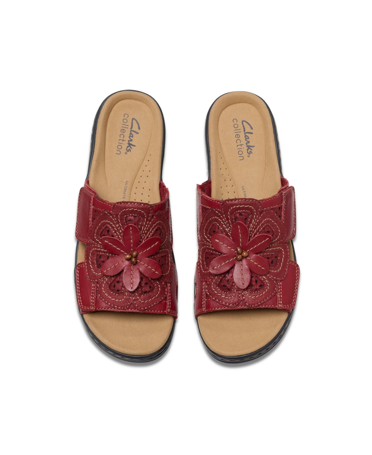 Clarks Collection Women's Merliah2 Belle Wedge Sandals In Red Combi Leather