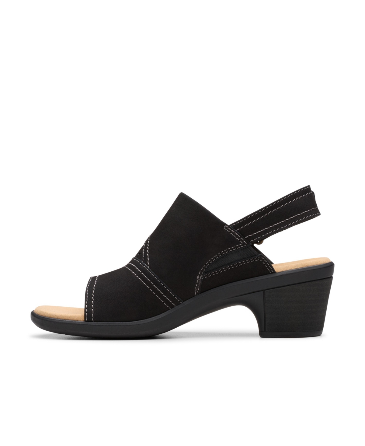 Clarks Collection Women's Emily2 Mist Block Heel Sandals In Black Nubuck