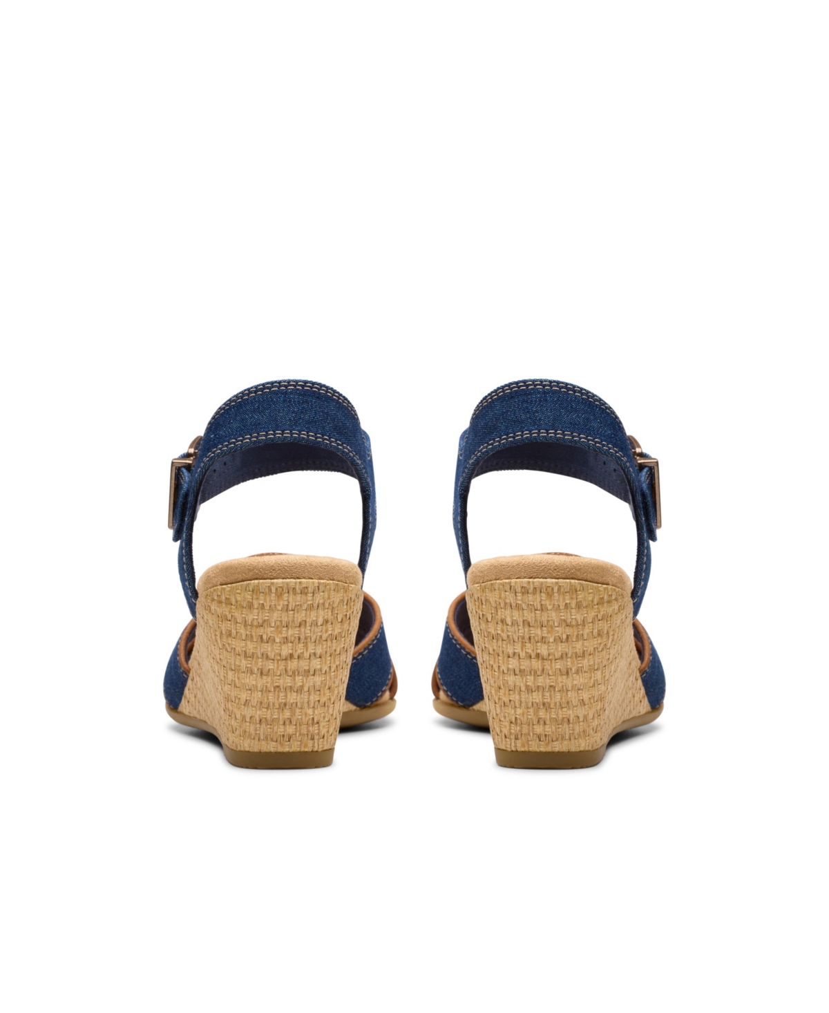 Shop Clarks Collection Women's Emmalae Iris Wedge Sandals In Dark Denim Textile