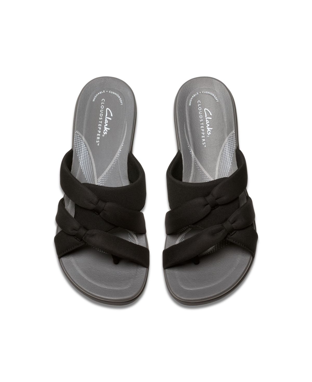 Clarks Cloudsteppers Women's Breeze Rae Cam Slip-on Flat Sandals In Black,gray Textile