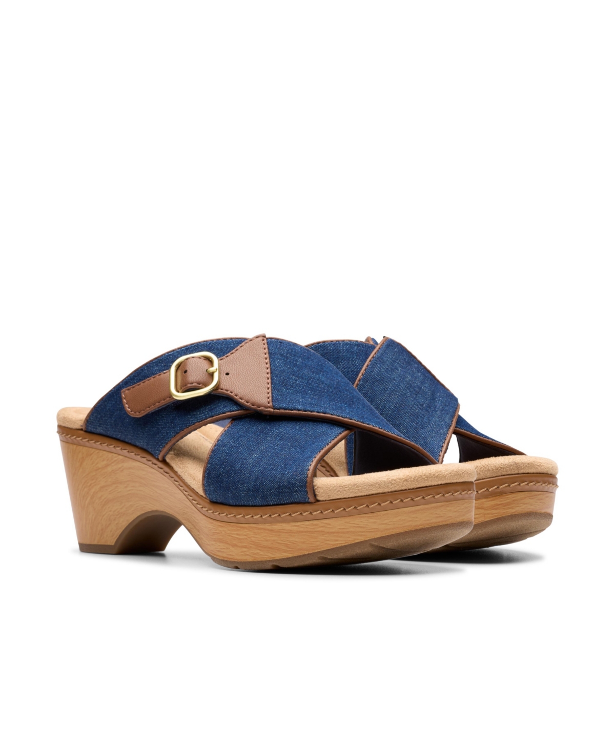 Clarks Collection Women's Seannah Nora Wedge Sandals In Dark Denim Textile