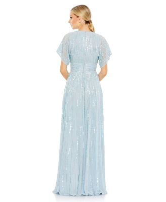 Women's Embellished V Neck Evening Gown