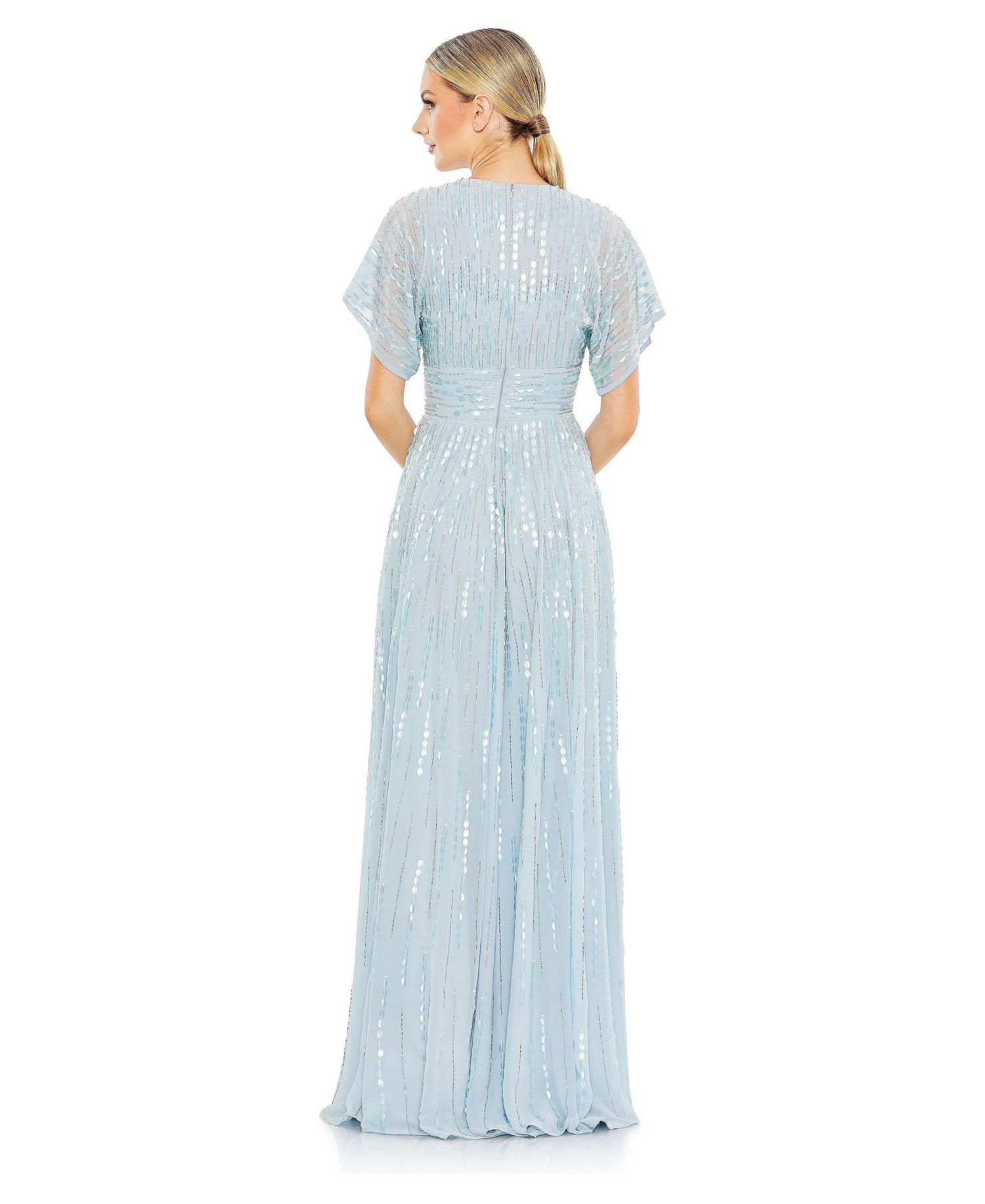 Women's Embellished V Neck Evening Gown