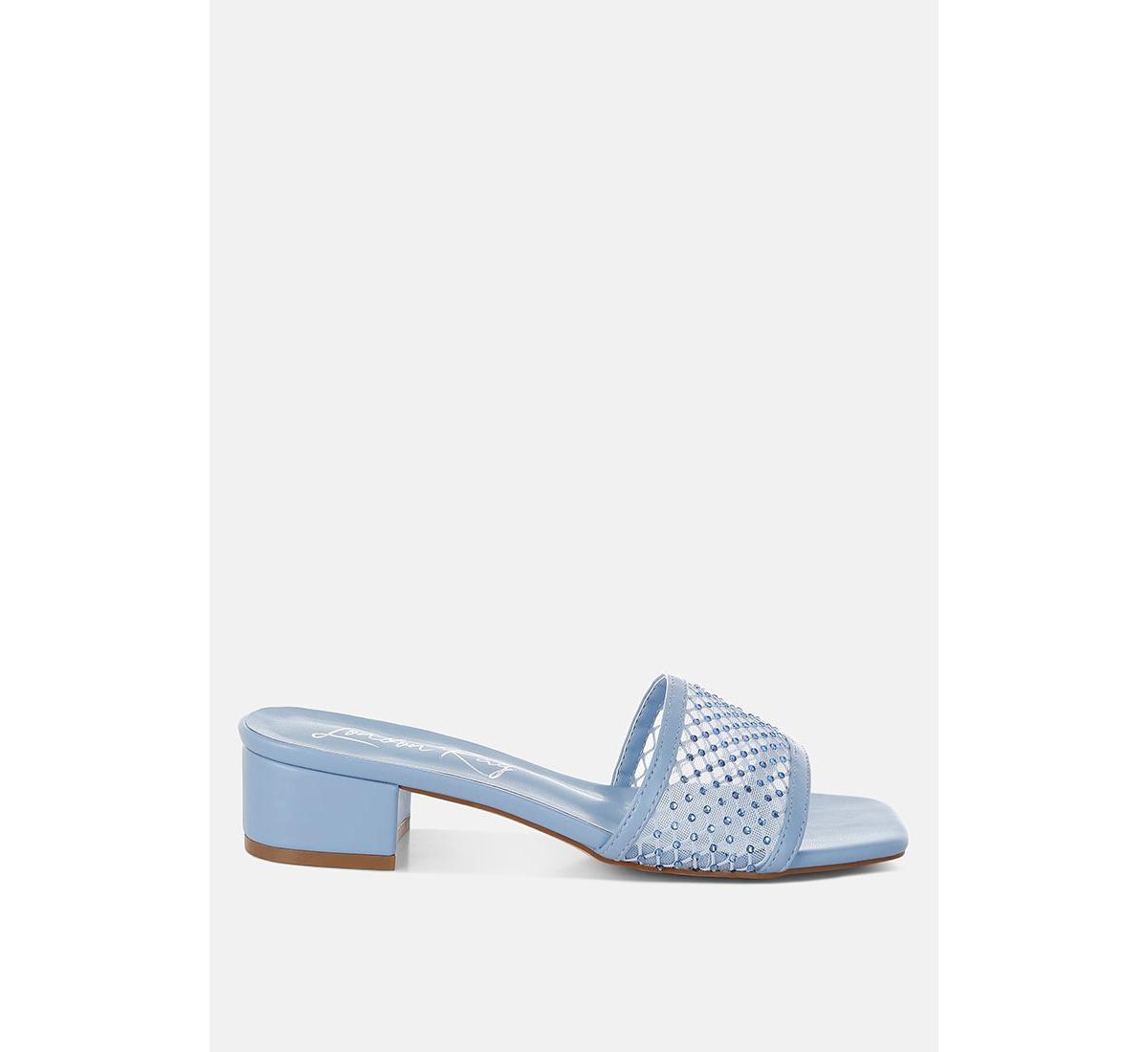 Kenzia Rhinestone Studded Slip-On Heels - Beige