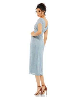 Women's Beaded Cap Sleeve Column Midi Dress
