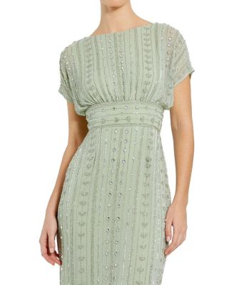 Women's Beaded Cap Sleeve Column Midi Dress