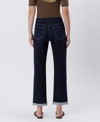 Women's High Rise Cuffed Straight Jeans