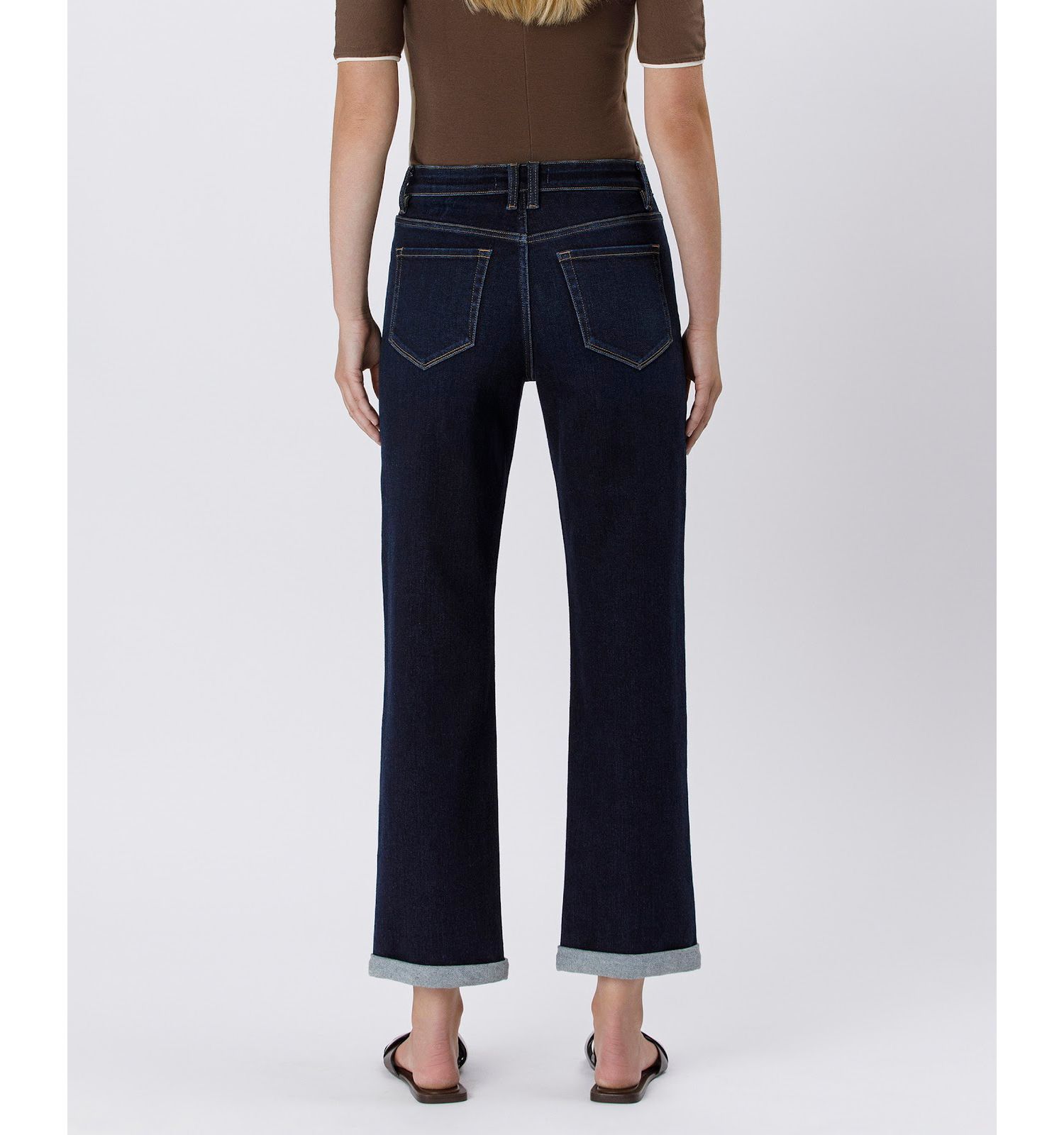 Women's High Rise Cuffed Straight Jeans