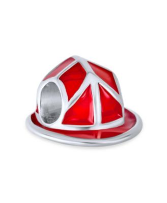 Firefighter Hat Charm Bead Sterling Silver European Bracelet