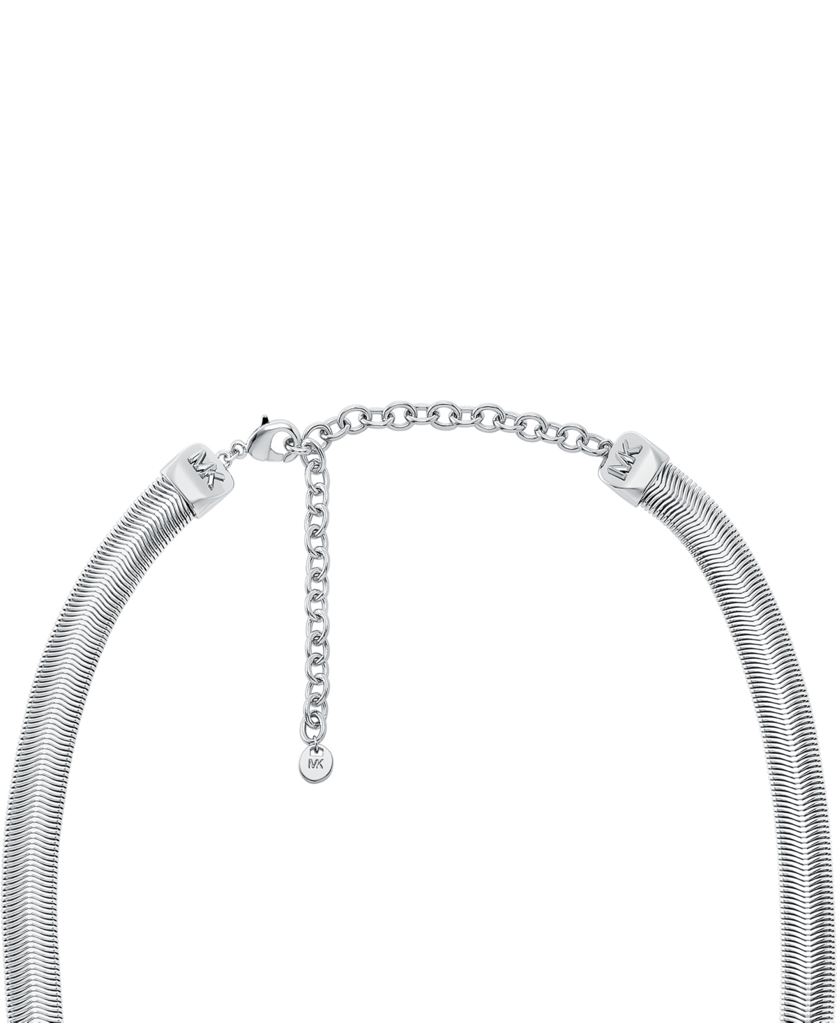 Michael Kors Chevron Snake Chain Necklace In Silver
