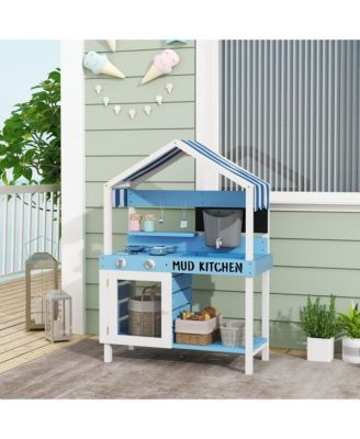 Mud Kitchen for Kids, Outdoor Play Kitchen w/ Sink, Faucet, Water k