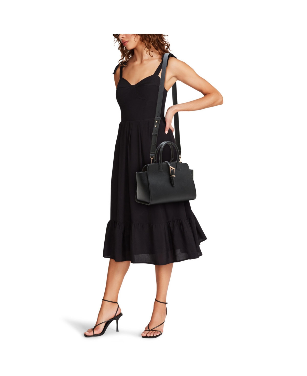 ANNE KLEIN SCULPTED BUCKLE WITH CONVERTIBLE STRAP SATCHEL BAG 