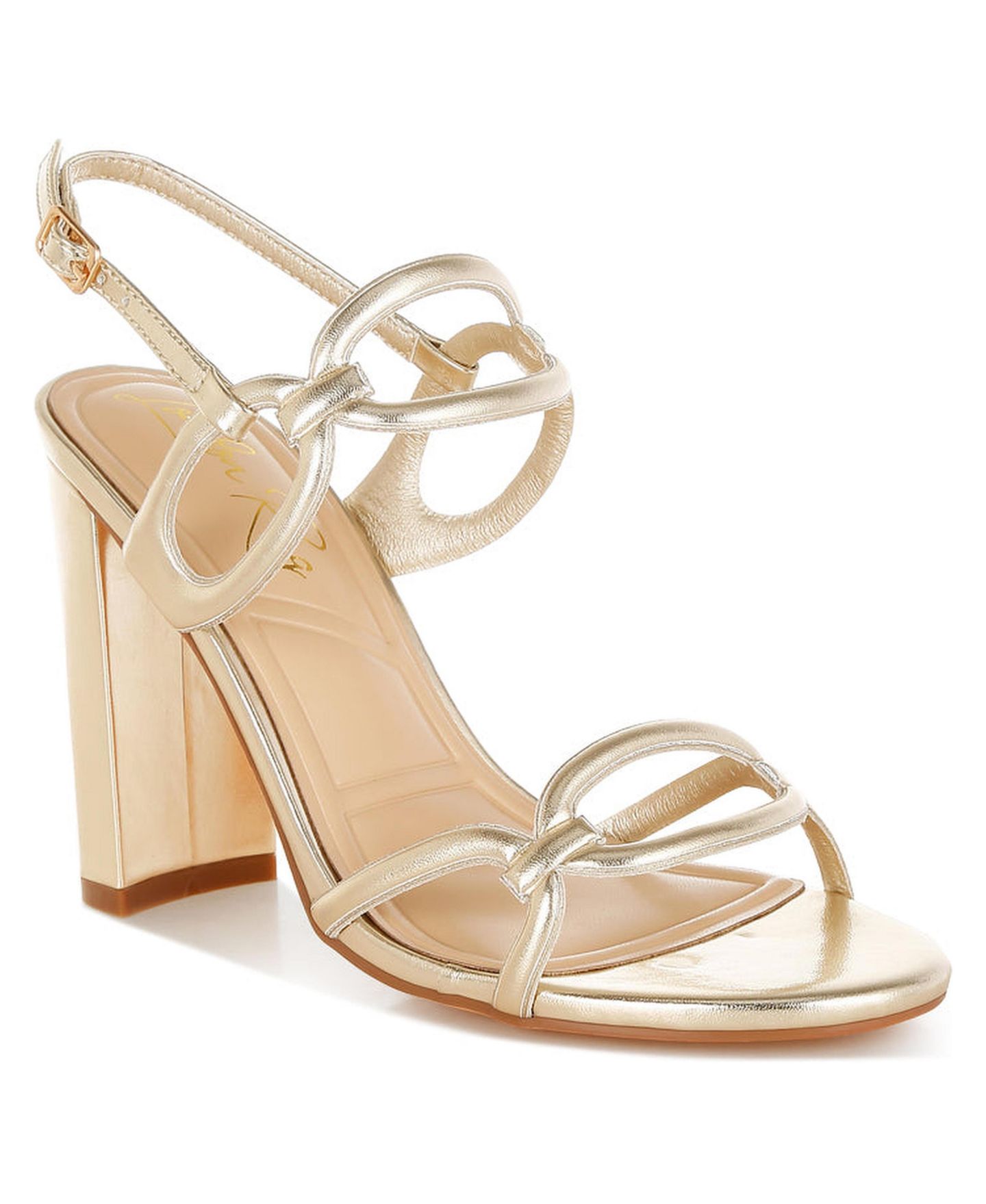 Женские сандалии London Rag Ryzah Metallic Cut Out Chain, цвет: Золотой искусственная кожа — фото 2