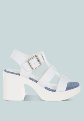 Womens Avalon Chunky Pin Buckle Platform Heels
