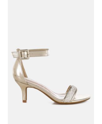 Womens Ninto Metallic Faux Leather Kitten Heels