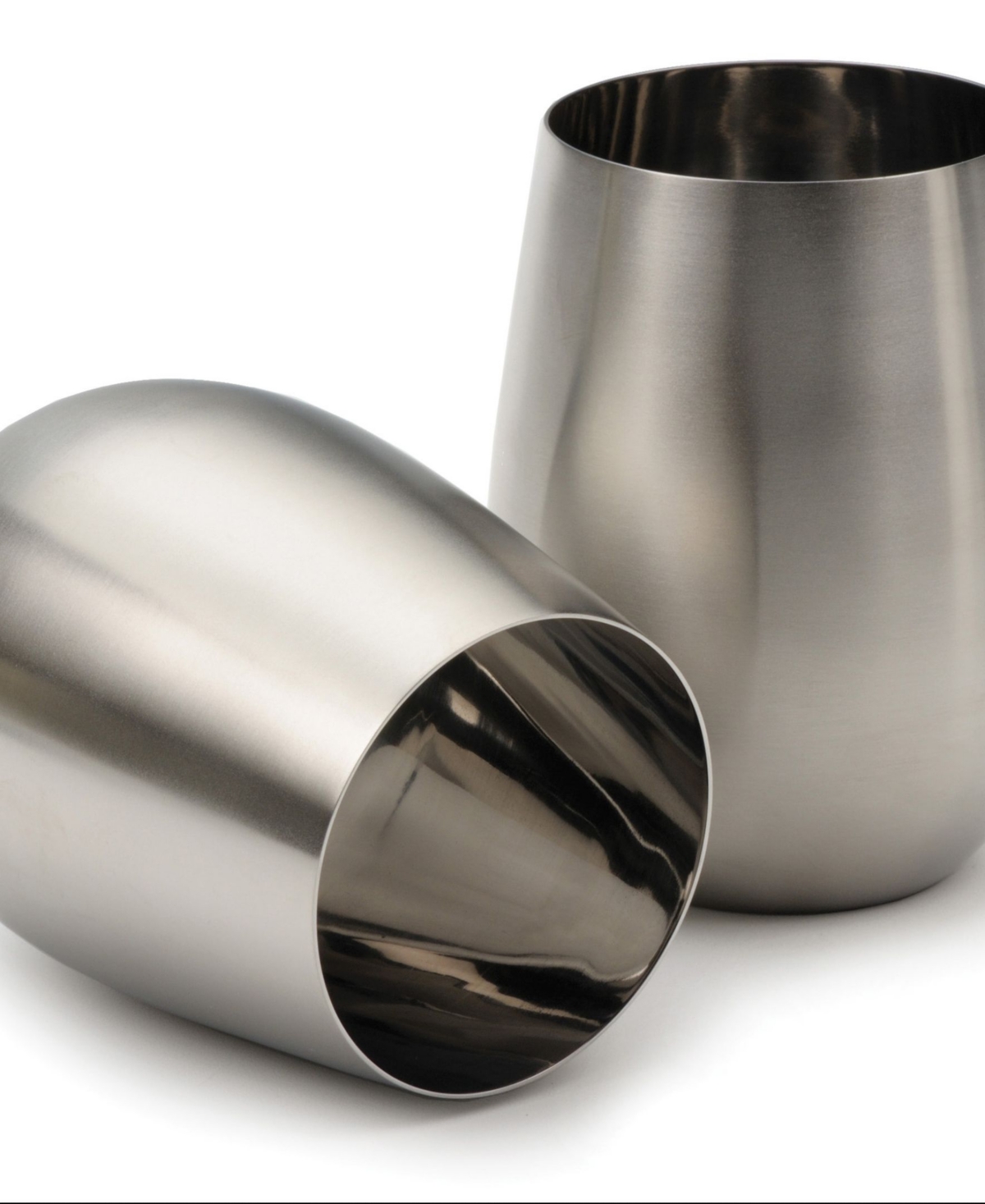 Rsvp International Stemless Stainless Steel Wine Glasses, Set Of 2 In Silver