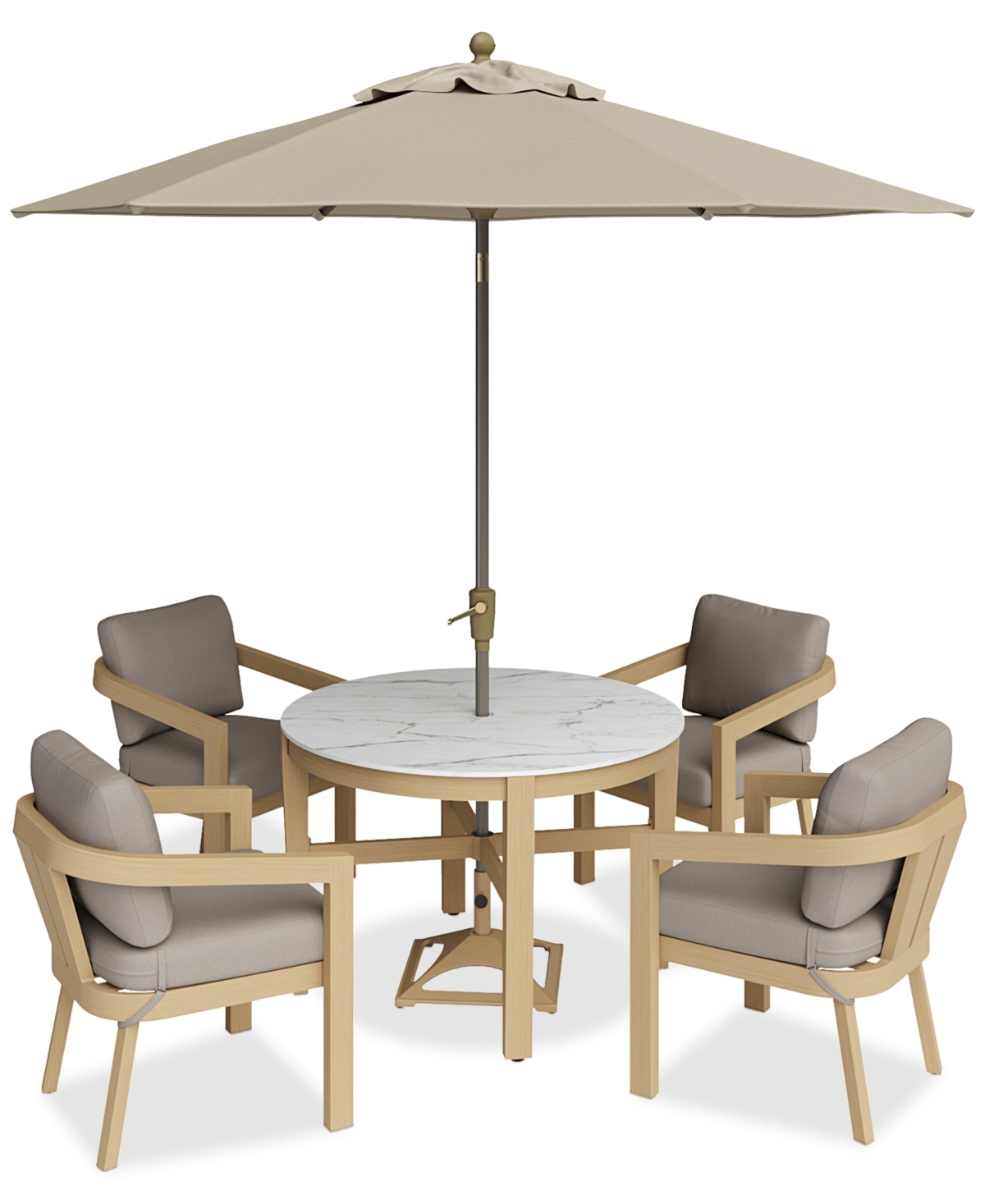 Agio Reid Outdoor 5pc Set (round Dining Table & 4 Dining Chairs) In Beige