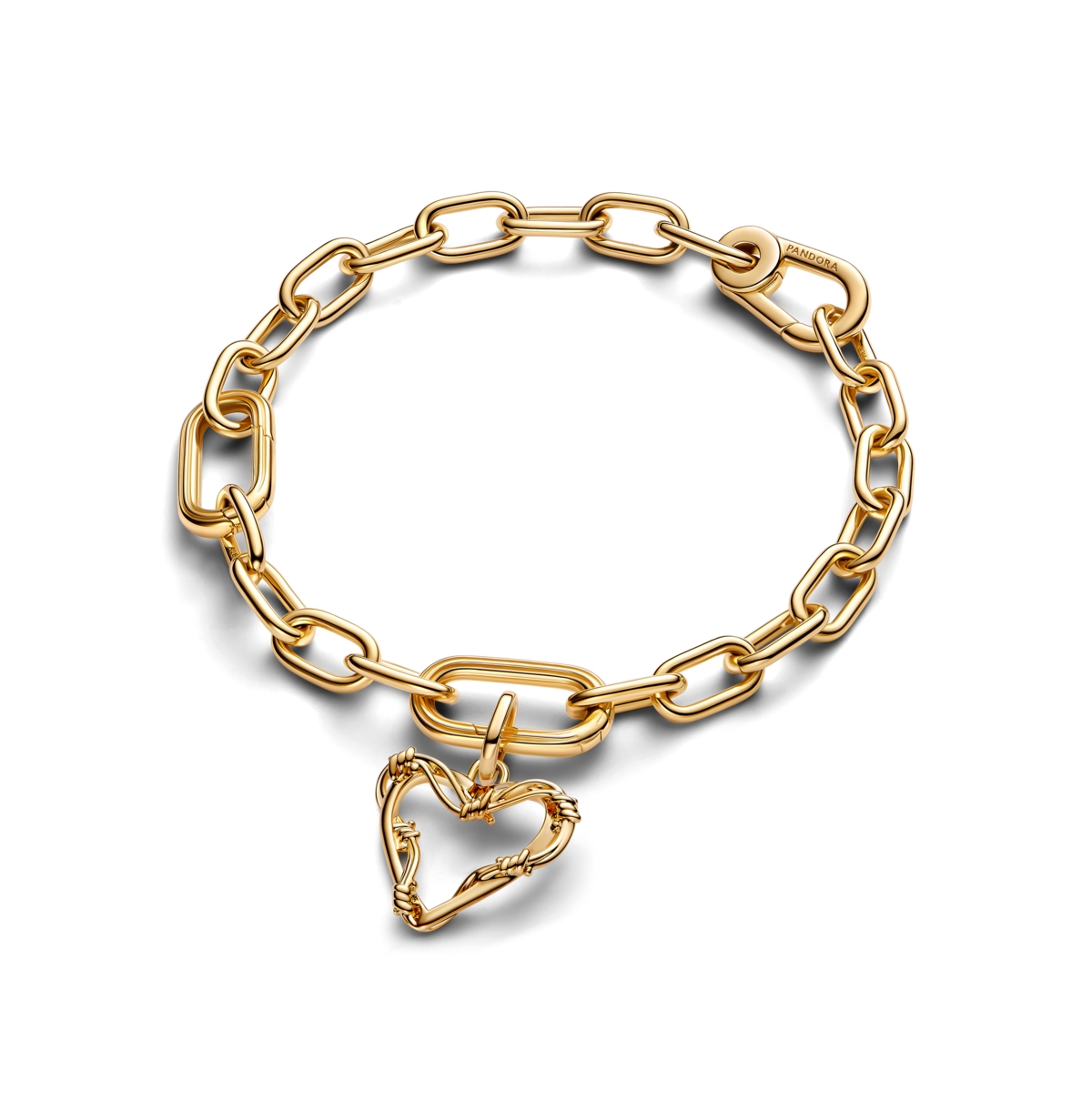 Pandora 14k Gold Plated Wire Heart Dangle Charms In Gold Plated
