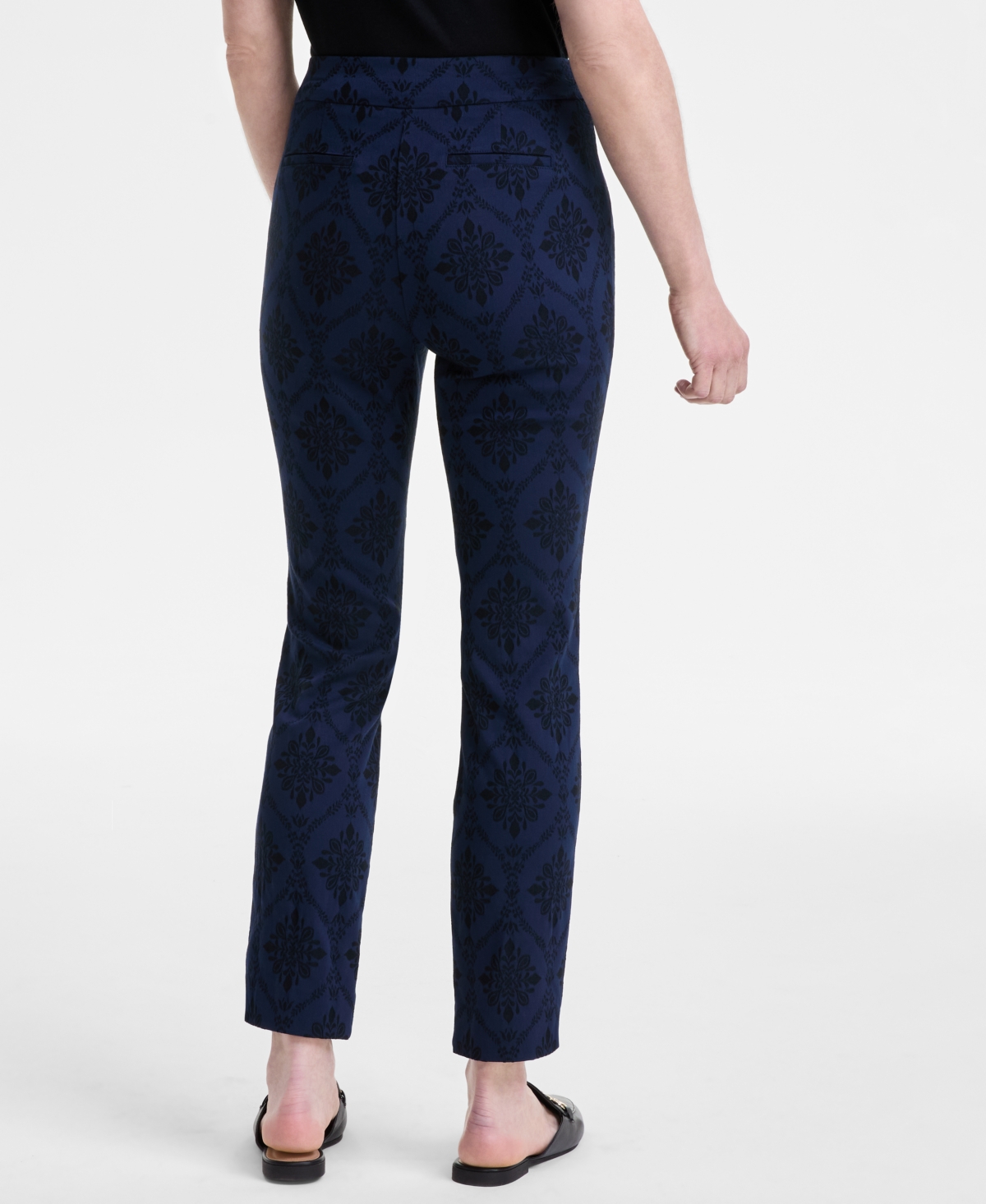 JM COLLECTION WOMEN'S PRINTED JACQUARD PULL-ON PANTS, EXCLUSIVELY AT MACY'S 