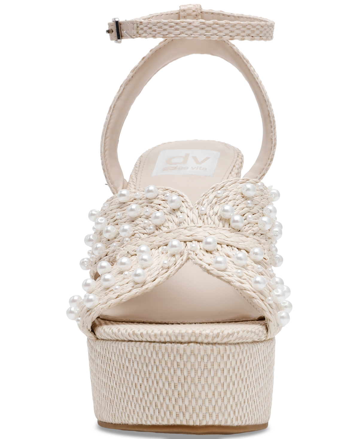 Dv Dolce Vita Women's Waylan Raffia Platform Crossband Dress Sandals In Ivory Pearl Raffia