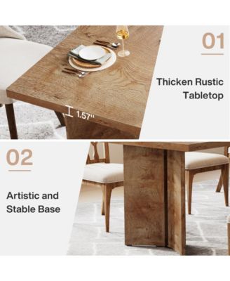 63-inch Dining Table for 4-6, Farmhouse Kitchen Table with Large Tabletop, Rectangular Dinner Eating Table