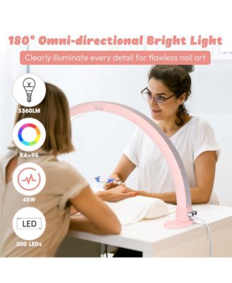 Nail Desk Lamp Half Moon Light 3360LM 48W Nail Tech Lamp Lash Light Adjustable Manicure Beauty Salon Home Spa