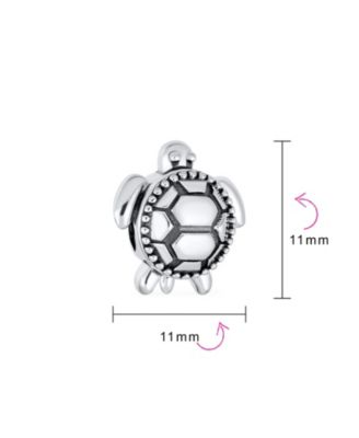 Nautical Sea Turtle Charm Bead in Oxidized Sterling Silver European Bracelets
